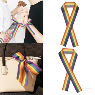 Crazy Rainbow Strap LGBTQ Gay Pride สายรัดข้อมือ สายรัดศีรษะ ลายทาง สีสันสดใส