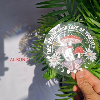 Alisond1 สติกเกอร์กระจกไฟฟ้าสถิตย์ ลายดอกไม้ 3D สีรุ้ง มีกาวในตัว สําหรับตกแต่งบ้าน