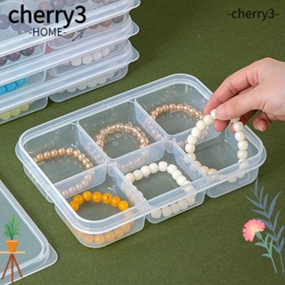 Cherry3 กล่องพลาสติกใส 4/6 ช่อง คุณภาพสูง สําหรับเก็บเครื่องประดับ ลูกปัด