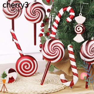 Cherry3 ของตกแต่ง รูปลูกกวาด คริสต์มาส หลากสี สําหรับแขวนตกแต่ง