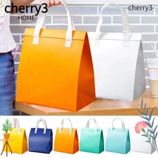 Cherry3 กระเป๋าใส่อาหารกลางวัน มีฉนวนกันความร้อน กันน้ํา ทรงสี่เหลี่ยม สีพื้น สําหรับร้านอาหาร