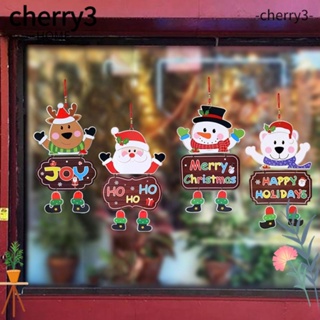 Cherry3 กระดาษตกแต่งประตู ลายซานตาคลอส สโนว์แมน คริสต์มาส พร้อมเชือกเส้นเล็ก 2 ชิ้น