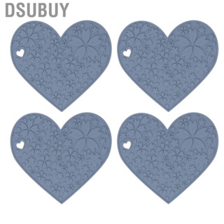 Dsubuy 4PCS Silicone Placemats Heart Shaped Non Slip  Heat Resistant