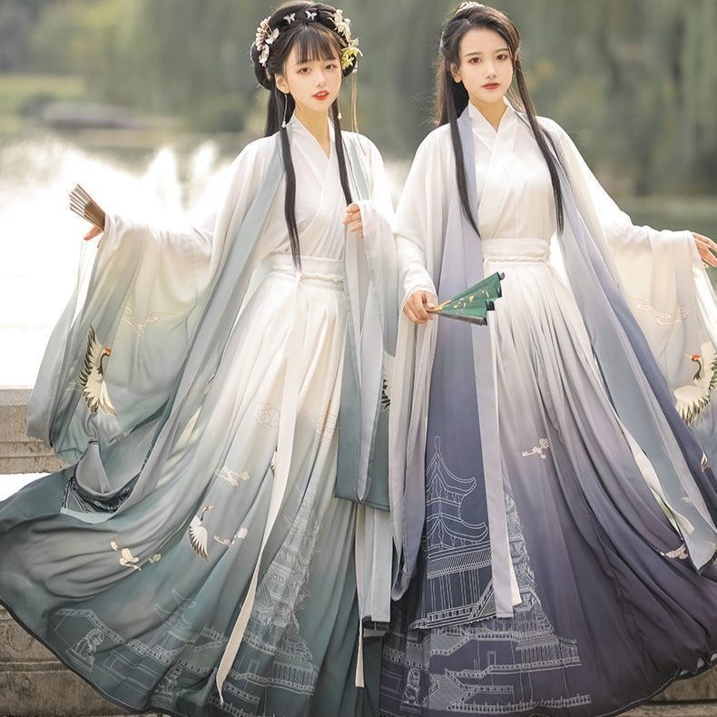 ของแท้-hanfu-huanghelou-wei-jin-ชุดเสื้อแขนยาว-คอปก-พิมพ์ลาย-ขนาดใหญ่-สไตล์แฟรี่-แฟชั่นฤดูใบไม้ร่วง-สําหรับคู่รัก