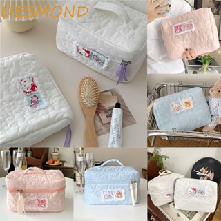 กระเป๋าเครื่องสําอาง ลายการ์ตูนคิตตี้ DESMOND Cinnamoroll น่ารัก ขนาดใหญ่ จุของได้เยอะ แต่งซิป สําหรับเด็กผู้หญิง