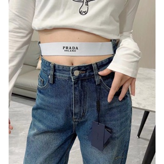 GWEP Alexa * r W * g AW 23 autumn and winter New letter belt hollow-out back bag triangle logo jeans womens wide-leg pants fashion personality