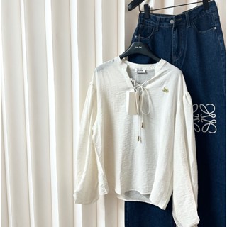 DGCE CEL 23 autumn and winter New letter embroidery logo decorative design fashion all-match lace shirt Womens retro simple