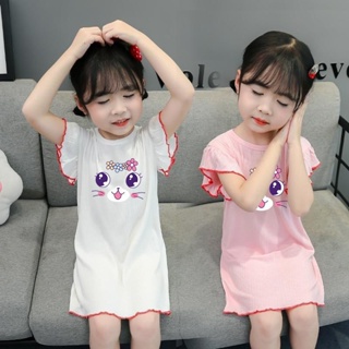 Girls nightdress summer thin ice silk little girl fairy childrens pajamas princess style home clothes baby dress