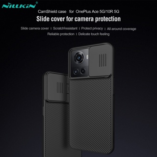 Nillkin เคสโทรศัพท์มือถือ PC แข็ง ป้องกันเลนส์กล้อง แบบสไลด์ สีดํา สีฟ้า หรูหรา สําหรับ OnePlus 10R One Plus Ace 5G