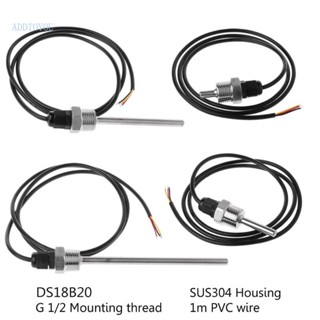 【3C】 -55°ค 125°โพรบเซนเซอร์อุณหภูมิ C พร้อมสายไฟ PVC 1 เมตร 1 2 เกลียว