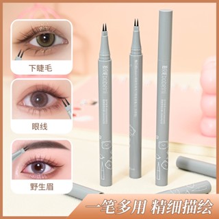 Bobeini Delicate Pioneer อายไลเนอร์แบบปากกา สองเขี้ยว 0.05 มม. สองเขี้ยว ไฟเบอร์ยาว ไม่สัมผัสน้ํา ปากกาอายไลเนอร์สองเขี้ยว 0.05 มม. ปลายสองเขี้ยว ติดทนนาน ไฟเบอร์ ไม่เปื้อน กันน้ํา เหลว ดินสอเขียนคิ้ว