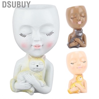 Dsubuy Girl Head Planter Innovative Decorate Resin Succulent for Home Office