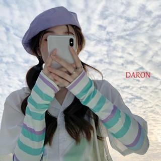 Daron ถุงมือแขนยาว ผ้าเรยอน แบบบาง ยืดหยุ่น ป้องกันรังสียูวี ป้องกันแดด ให้ความอบอุ่น แฟชั่นฤดูร้อน สําหรับขับรถ Y2k