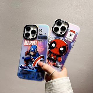 เคสโทรศัพท์มือถือ PC แข็ง ลายการ์ตูน Marvel Spiderman America Iron Man Venom น่ารัก สําหรับ iPhone 15 14 13 Pro MAX