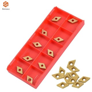 เม็ดมีดคาร์ไบด์ สีทอง แบบเปลี่ยน ขนาด 7 X 7 X 2 มม. 10 ชิ้น ต่อชุด
