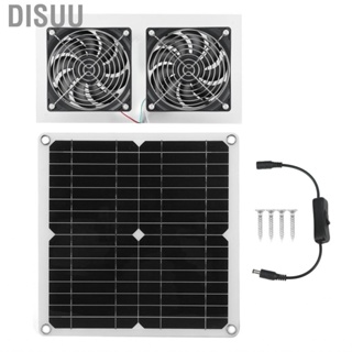 Disuu Solar Powered Dual Fan  Efficient Keep Air Circulation 25W Panel IPX65  for Greenhouse Kennel