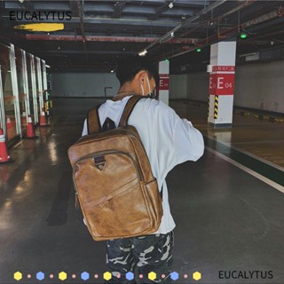 Eutus กระเป๋าเป้สะพายหลัง กระเป๋านักเรียน หนัง PU ขนาดใหญ่ ลําลอง อเนกประสงค์ สําหรับใส่แล็ปท็อป คอมพิวเตอร์