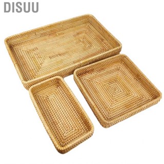 Disuu Rattan Storage   Multi Purpose Desktop Organization Hand Woven Portable Serving Tray for Living Room