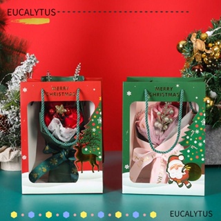 Eutus ถุงของขวัญคริสต์มาส ลายซานตาคลอส กวาง พร้อมหูหิ้ว 10 ชิ้น 10 ชิ้น