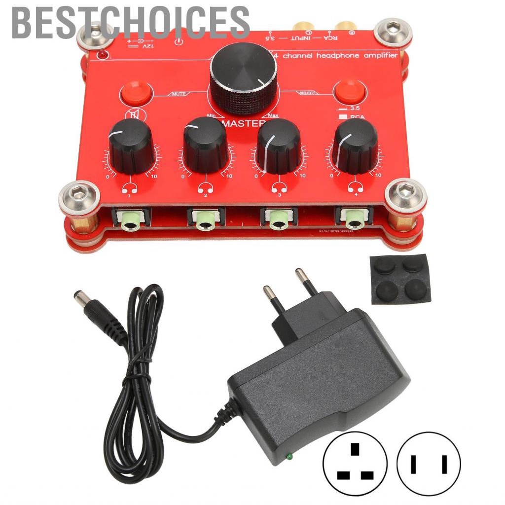 bestchoices-4-channel-red-headphone-amplifier-independent-volume-control-easy-operation-audio-power-module-100-240v