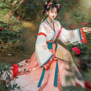 [Huadianmeng] ของแท้ กระโปรงยาวถึงเอว คอไขว้ สไตล์จีนโบราณ แฟชั่นฤดูใบไม้ผลิ และฤดูใบไม้ร่วง สําหรับนักเรียนหญิง