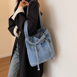 กระเป๋าถือ ผ้าแคนวาส ทรงโท้ท ขนาดใหญ่ จุของได้เยอะ สไตล์เกาหลี และญี่ปุ่น สําหรับผู้หญิง มี 2 สี