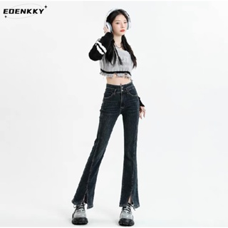 EOENKKY  กางเกงขายาว กางเกงยีสน์ผู้หญิง ทรงหลวม ๆ ตรง Retro Hip Hop Pants 2023 NEW Style  Chic สบาย สวย Korean Style A97L88V 36Z230909