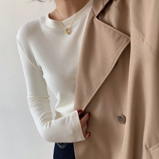 ใหม่ เสื้อเชิ้ต คอกลม แขนยาว สีพื้น แฟชั่นฤดูใบไม้ร่วง ฤดูหนาว สําหรับผู้หญิง