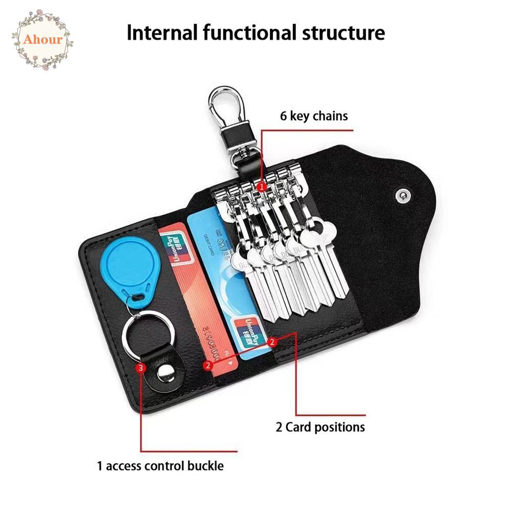 ahour-พวงกุญแจผู้ชาย-แบบพกพา-มัลติฟังก์ชั่น-ที่เรียบง่าย-พวงกุญแจ-ขนาดกะทัดรัด-คลิปกุญแจ-หนัง-pu-กล่องกุญแจ-เอวห้อย-ซิป-กระเป๋ากุญแจ