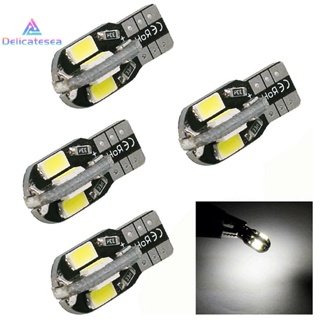 [Delicatesea] หลอดไฟ LED W5W T10 แคนบัส 5730 8SMD 12V 6000K สําหรับติดตกแต่งภายในรถยนต์ 10 ชิ้น