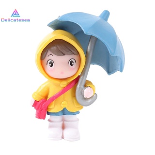 [Delicatesea] เสื้อกันฝนน่ารัก ร่ม เด็กผู้หญิง ตุ๊กตา เครื่องประดับ ขนาดเล็ก ตกแต่งโต๊ะ ตุ๊กตา ของขวัญ ของเล่น ภูมิทัศน์ขนาดเล็ก