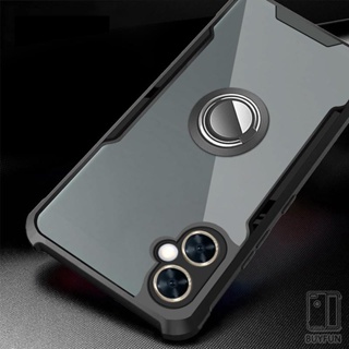 For Vivo v27E v27 Y22 Y27 4G 5G V2249 Clear Acrylic Case Magnet Holder Cover Ring Protective Shell