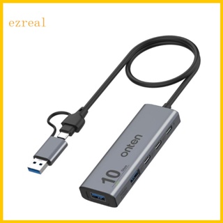 Ez อะแดปเตอร์ฮับ USB C อลูมิเนียมอัลลอย 5 พอร์ต 2x USB 3x Typec ถ่ายโอนข้อมูล 10Gbps