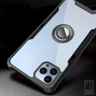 For iPhone 13 14 15 Pro Max 13mini 14+ 15+ Transparent Acrylic Anti-Knock Shel Magnet Ring Stand Casing