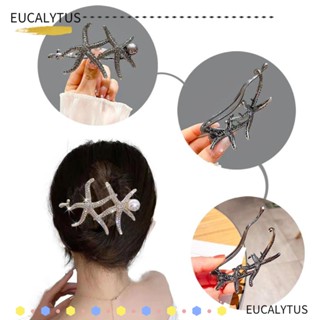 Eutus กิ๊บติดผม โลหะผสม รูปปลาดาว กบ ประดับไข่มุก พลอยเทียม แฟชั่น สําหรับเจ้าสาว