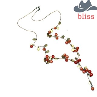 Bliss สร้อยคอ ลูกปัดเถาวัลย์ จี้เชอร์รี่ สีแดง เครื่องประดับ สําหรับผู้หญิง