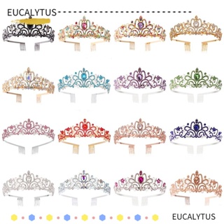 Eutus มงกุฎคาดศีรษะ ประดับเพชรเทียม สีเงิน สไตล์เจ้าหญิง สําหรับเจ้าสาว งานพรอม งานแต่งงาน งานวันเกิด
