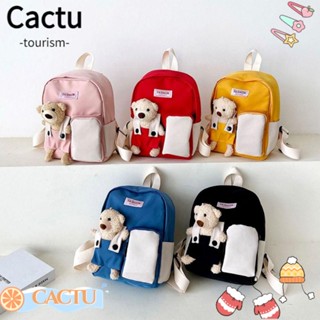 Cactu กระเป๋าเป้สะพายหลัง ผ้าไนล่อน ขนาดเล็ก ลายการ์ตูนหมีน่ารัก สําหรับเด็กผู้ชาย และเด็กผู้หญิง