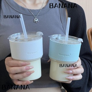 Banana1 แก้วกาแฟ พร้อมหลอดใส 400 มล. พร้อมฝาปิด