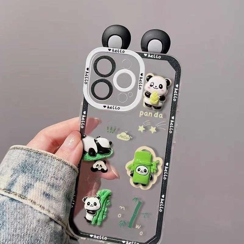 เคสโทรศัพท์มือถือ-ซิลิโคนนิ่ม-tpu-ใส-กันกระแทก-ลายการ์ตูนแพนด้า-3d-น่ารัก-สําหรับ-redmi-7-8-9-9c-9a-10-12c-10c-9t-a1-2022-note-11-11s-12