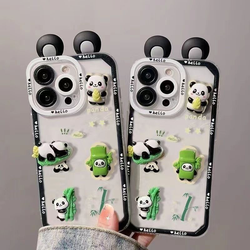 เคสโทรศัพท์มือถือ-ซิลิโคนนิ่ม-tpu-ใส-กันกระแทก-ลายการ์ตูนแพนด้า-3d-น่ารัก-สําหรับ-redmi-7-8-9-9c-9a-10-12c-10c-9t-a1-2022-note-11-11s-12