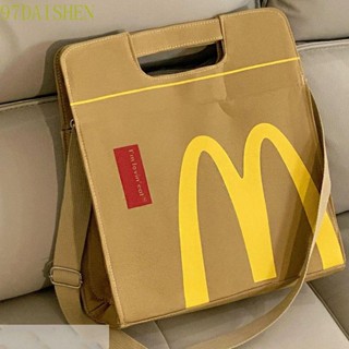 Daishen1 McDonalds กระเป๋าถือ กระเป๋าสะพายไหล่ ผ้าแคนวาส ทรงโท้ท ขนาดใหญ่ จุของได้เยอะ สําหรับผู้ชาย