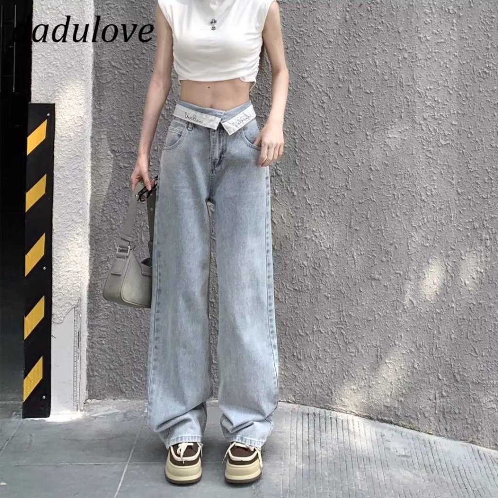 dadulove-new-american-ins-high-street-retro-jeans-niche-high-waist-wide-leg-pants-large-size-trousers