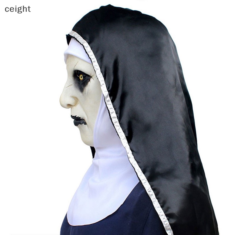 ceight-หน้ากากยาง-รูป-the-horror-scary-nun-พร้อมผ้าพันคอ-สําหรับแต่งคอสเพลย์ฮาโลวีน