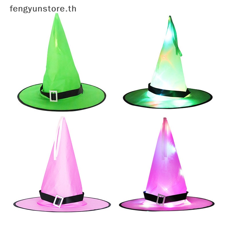 yunstore-พร็อพหมวกแม่มด-มีไฟ-led-สําหรับแขวนตกแต่งต้นฮาโลวีน-ปาร์ตี้