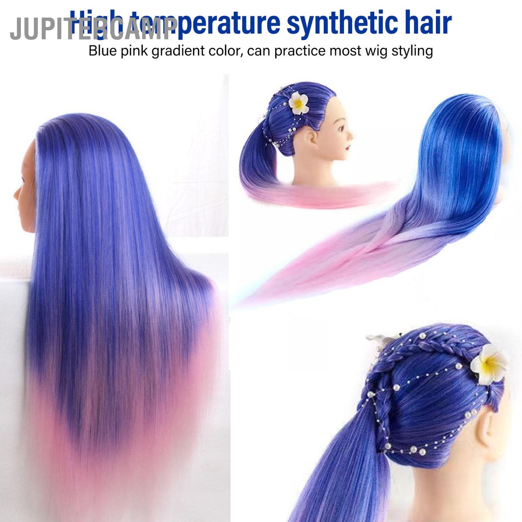 jupitercamp-หัวนางแบบสีฟ้าสีชมพูไล่ระดับสีสูงอุณหภูมิผมสังเคราะห์-hairstyling-training-model