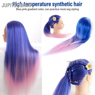 JUPITERCAMP หัวนางแบบสีฟ้าสีชมพูไล่ระดับสีสูงอุณหภูมิผมสังเคราะห์ Hairstyling Training Model