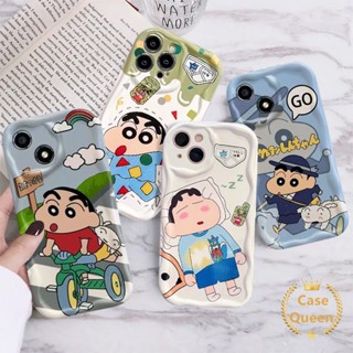 เคสโทรศัพท์มือถือ ขอบโค้ง ลายการ์ตูนชินจัง 3D สีรุ้ง สําหรับ Oppo A77 A7 A95 A17k A92 A55 A57 A3s A16 A5s A76 A77s A17 A53 A54 A31 A74 A96 A52 A9 A16E A12 A15S A16s A16K A54s A1k