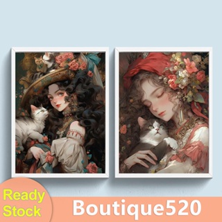[boutique520.th] ชุดปักครอสติช ผ้าฝ้าย 11CT พิมพ์ลายเด็กผู้หญิง ขนาด 50x65 ซม.