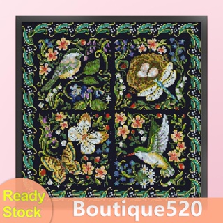 [boutique520.th] ชุดปักครอสสติตช์ ผ้าฝ้าย พิมพ์ลายดอกไม้ สัตว์ 11CT 50x50 ซม.